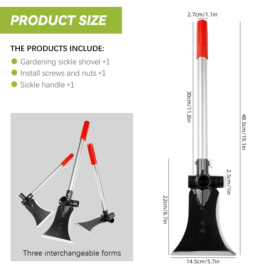 HASTHIP Gardening Tool 3 In 1  Multifunctional Gardening Sickle Shovel Tool Axe Tool with 11.8'' Steel Handle High Carboon Steel Sickle Shovel Tool Versatile Gardening Handy Tool HASTHIP Gardening Tool 3 In 1  Multifunctional Gardening Sickle Shovel Tool Axe Tool with 11.8'' Steel Handle High Carboon Steel Sickle Shovel Tool Versatile Gardening Handy Tool